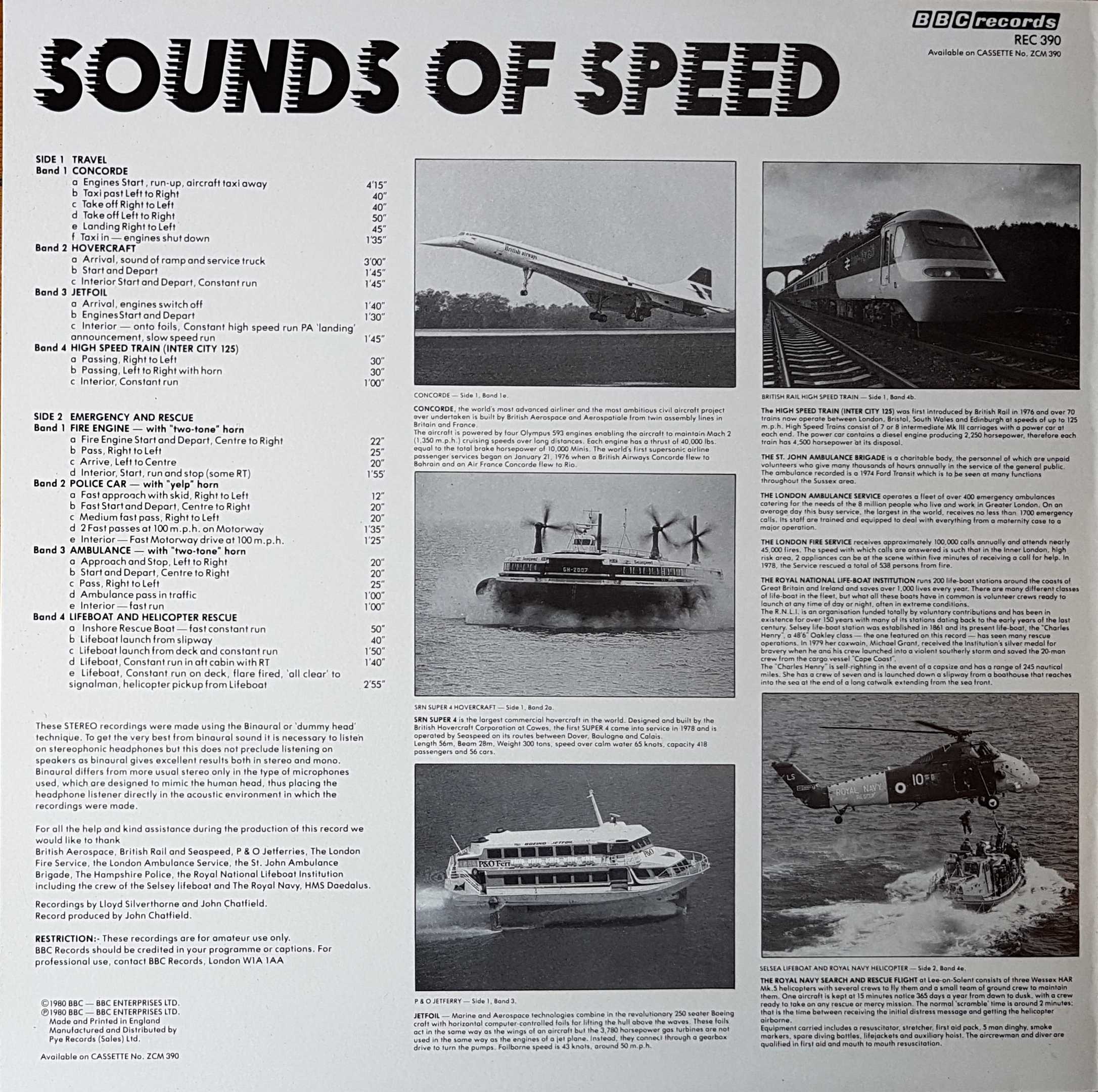 Picture of REC 390 Sounds of speed by artist Various from the BBC records and Tapes library